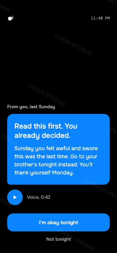 Black variant, Message received screen