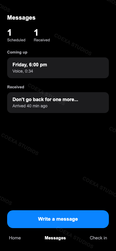 Black variant, Messages screen