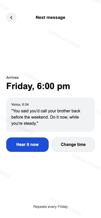White variant, Next message screen