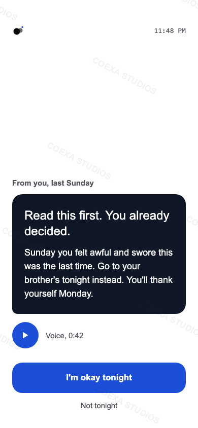 White variant, Message received screen