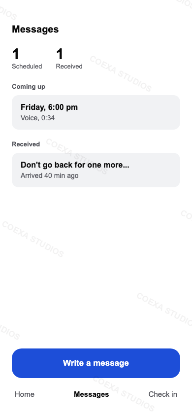 White variant, Messages screen